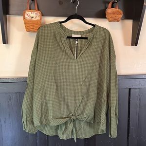 Universal Thread Green Checkered Long Sleeve Lightweight Top Size XXL NWT
